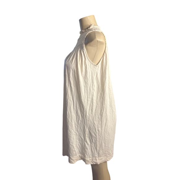 Women M Comune Jules Smocked Neck Ivory Oatmeal Sleeveless Shift Dress - Picture 4 of 7